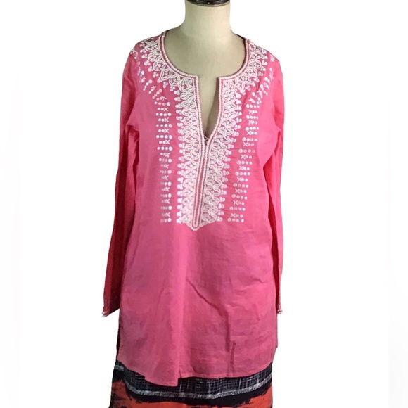 Sachin + Babi Pink  White Embroidered Tunic , M.EUC - Picture 1 of 4